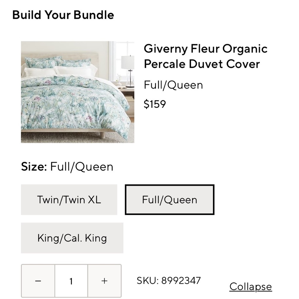 Pottery Barn Giverny Fleur Duvet Cover and Standard Shams in Sage and Pink